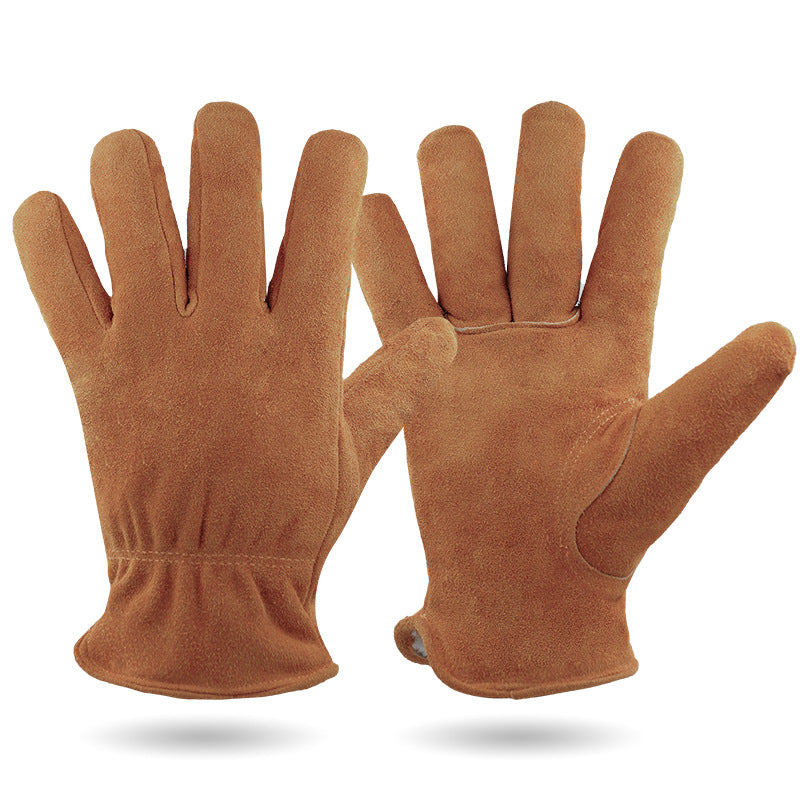 Durable Cowhide Work Gloves - Insulated Windproof Anti-Slip for Outdoor Handling & Cycling